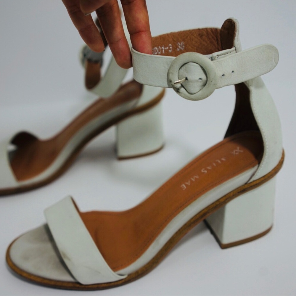 Alias Mae White Leather Block Heels